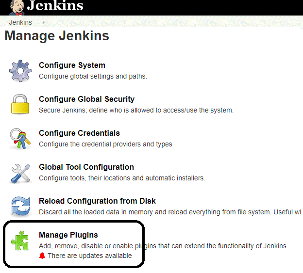 Manage Jenkins Plugins