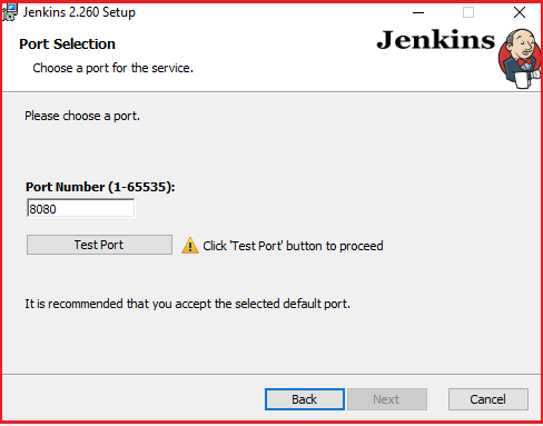 Jenkins port selection