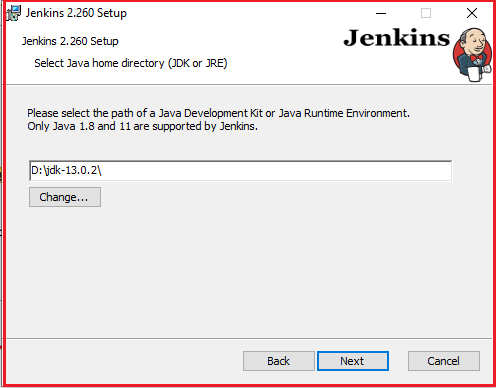 Jenkins home directory selection