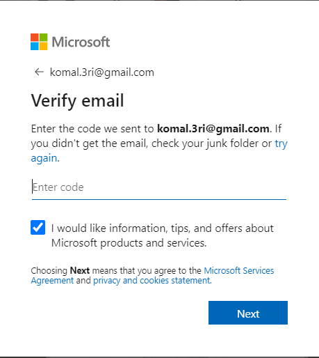 Azure verify email
