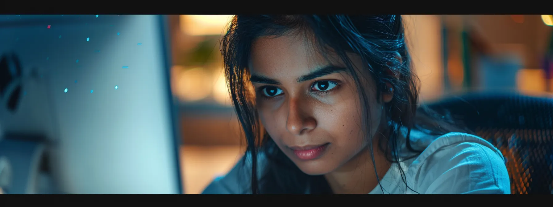 a professional in a pune training center, intensely focused on a computer screen while learning cutting-edge aws skills for career advancement.